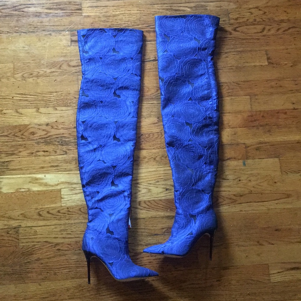 Blue Over the Knee Boots